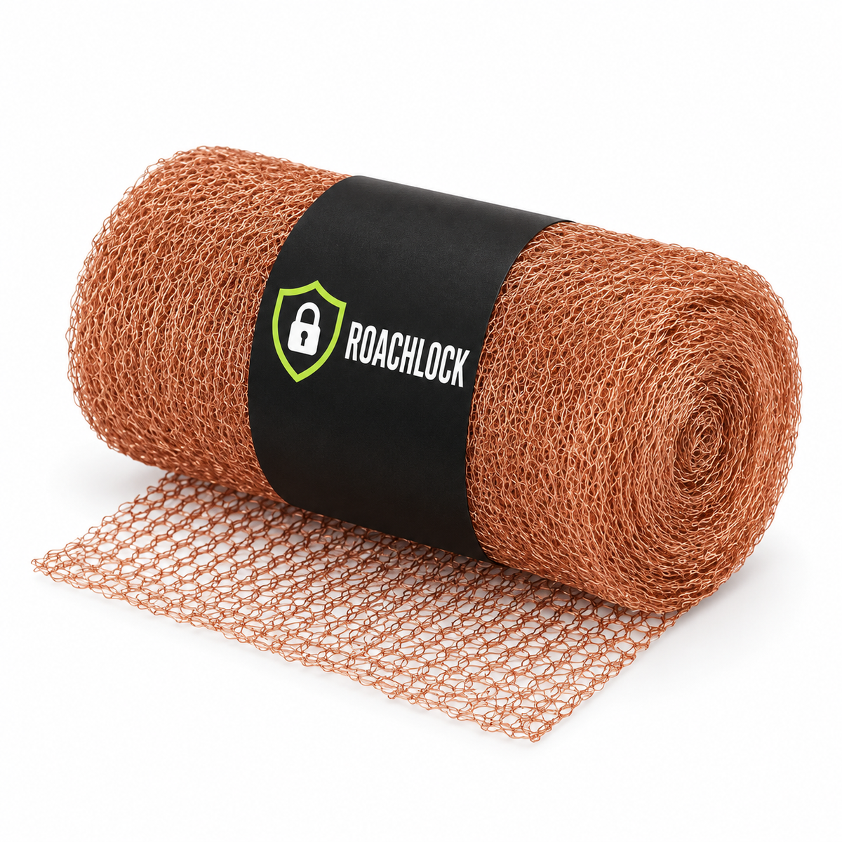 RoachLock copper mesh roll with branded black band